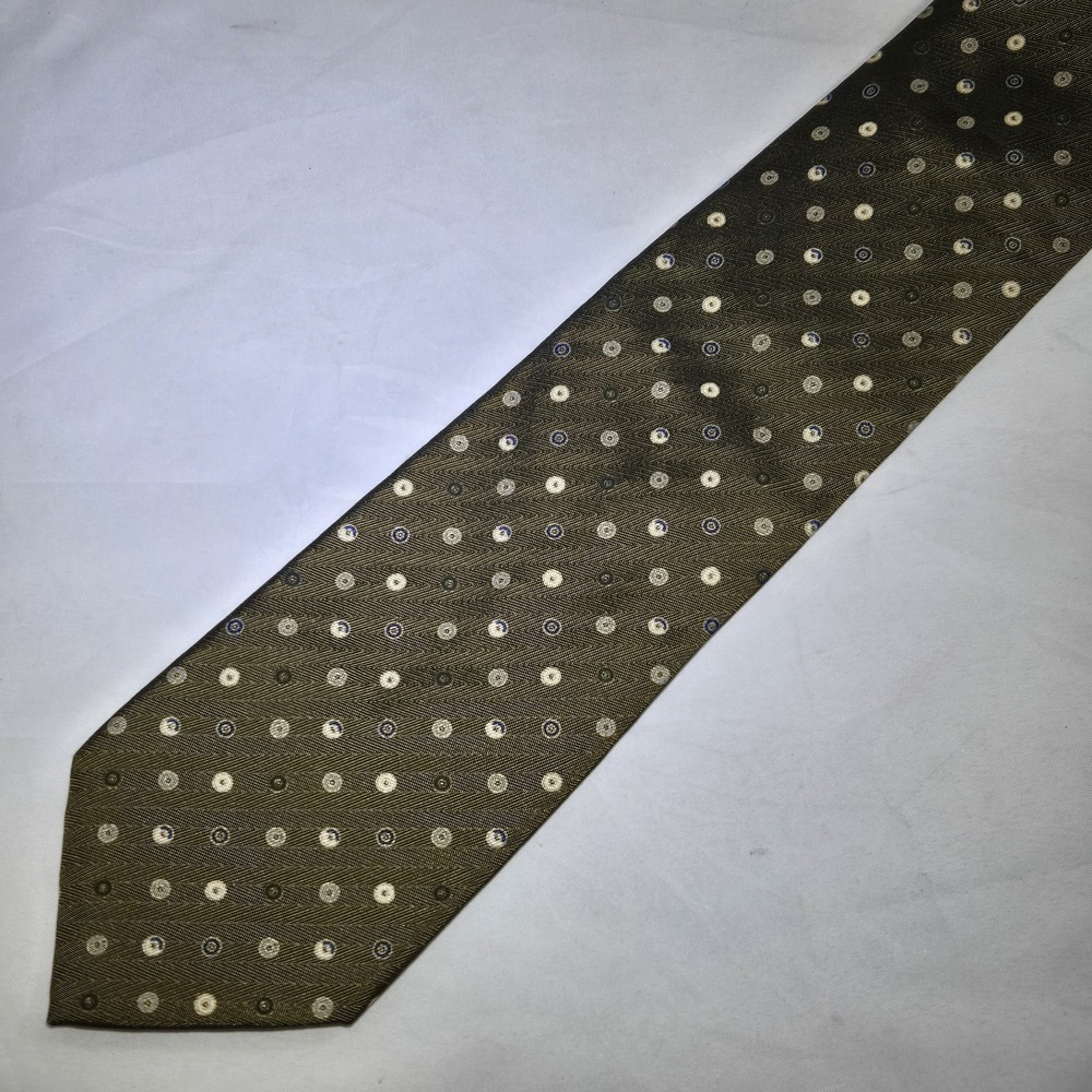 BRIONI XL Green Geometric 100% Silk Tie HANDMADE IN ITALY 62"/ 3.5" EUC